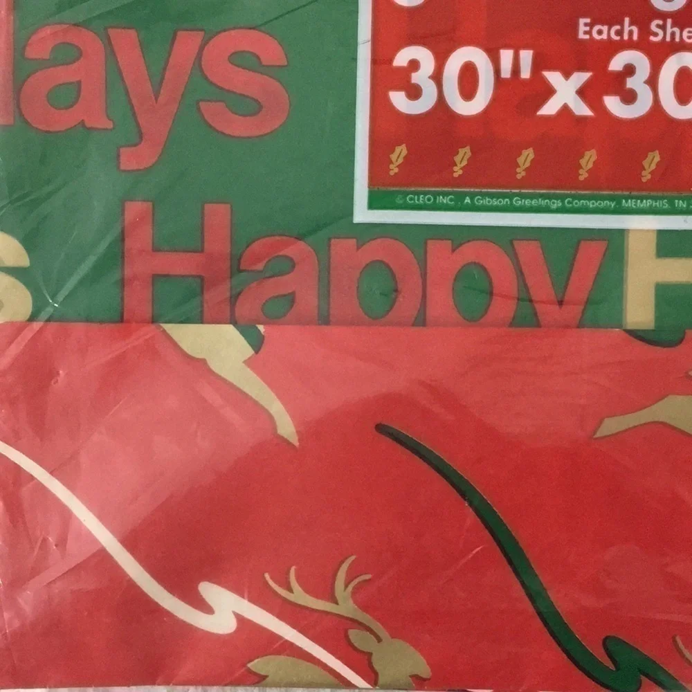 𝅺VINTAGE Christmas Gift Wrap Gibson Greetings 50sq.ft.